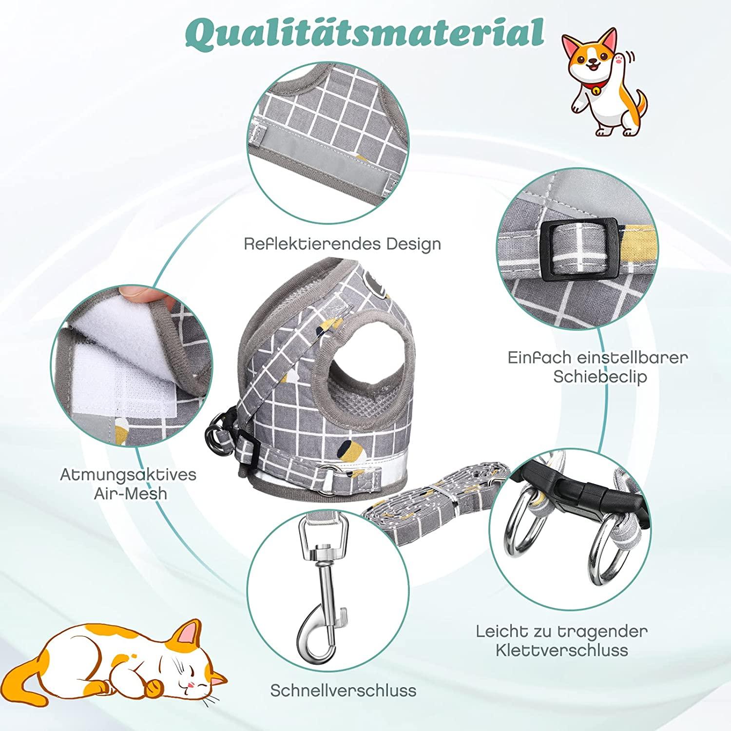 Dây đai chống thoát hiểm cho mèo Dây đai cho chó con có thể điều chỉnh Dây đai cho mèo con có dây xích Dây đai cho chó có áo vest sọc Dây lưới thoáng khí cho mèo Chó nhỏ-M
