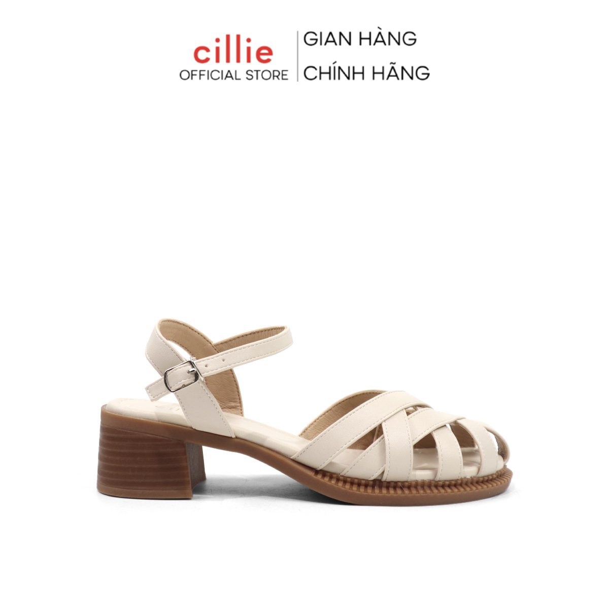 Giày Sandal Nữ Cillie Mũi Rọ Đan Dây Độc Đáo Gót Vuông 5p 1067