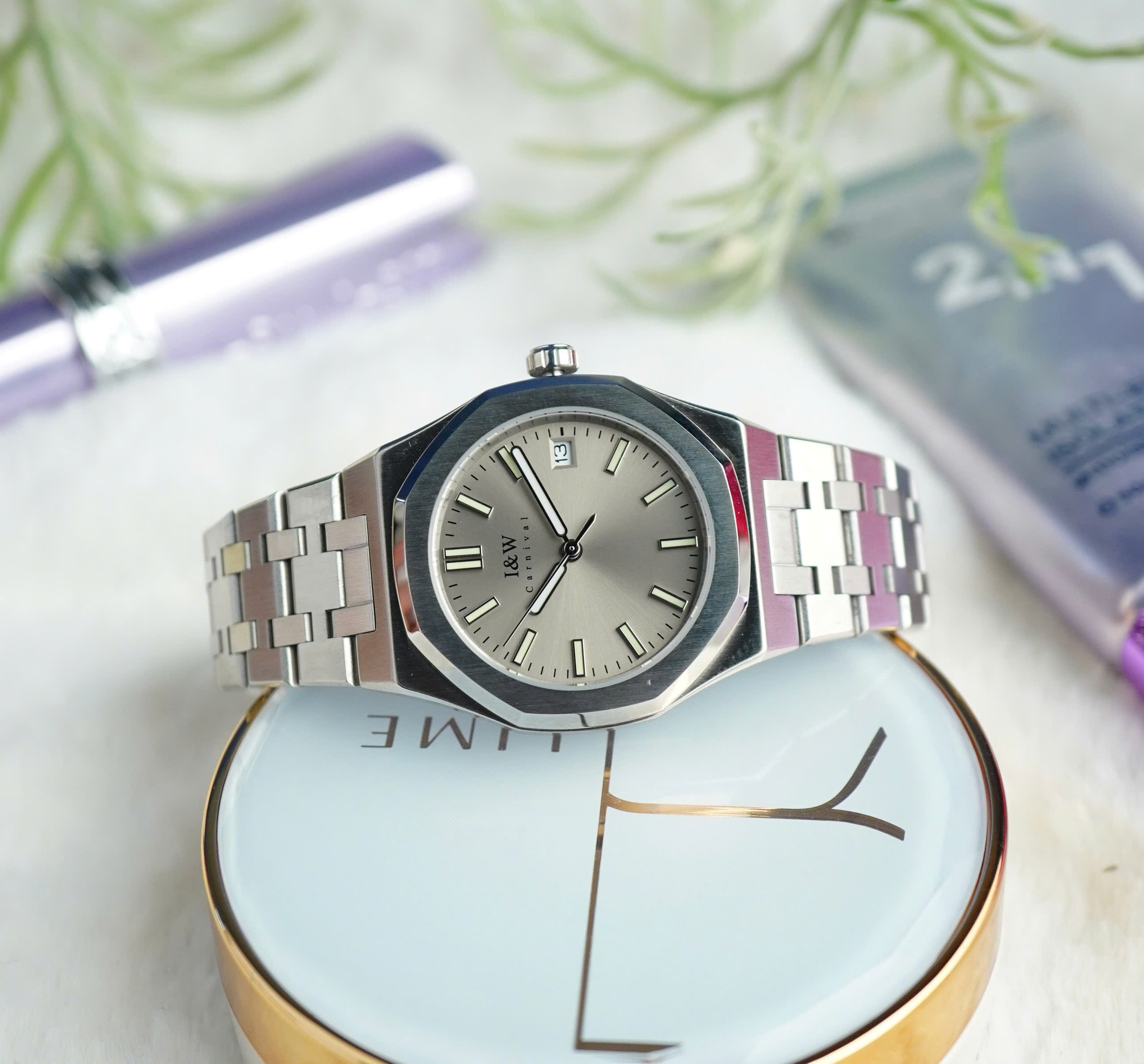 Đồng hồ nữ chính hãng I&amp;W Carnival 55793L-T4 ,Kính sapphire,chống xước ,Chống nước30m,bảo hành chính hãng ,Máy điện tử (pin),dây thép