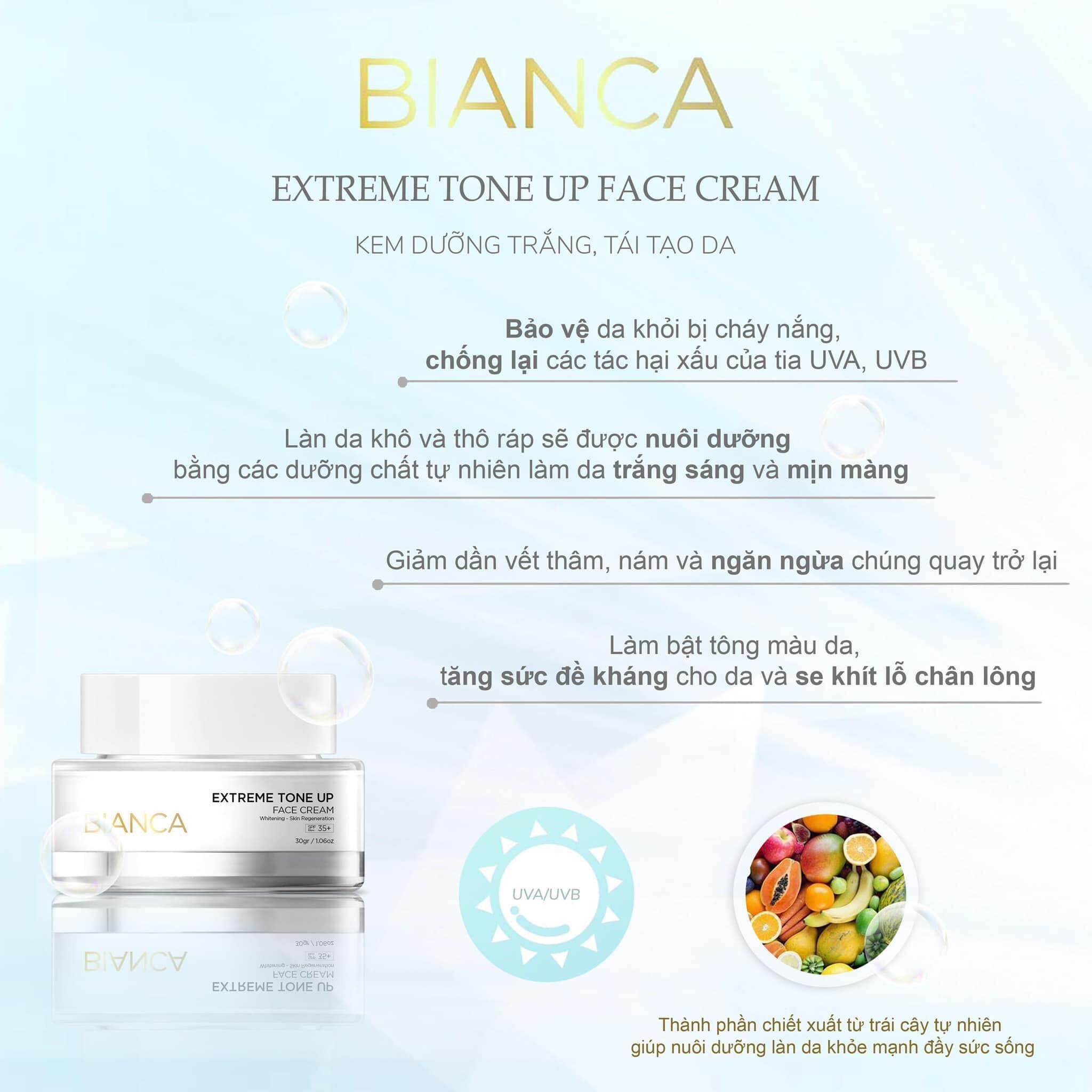 Kem dưỡng trắng da mặt Bianca - Extreme Tone Up Face Cream Bianca