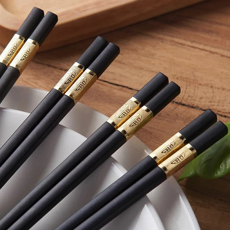 Bộ 10 Đôi Đũa Hợp Kim Sang Trọng- Màu Vàng Đen - Hàng chính hãng