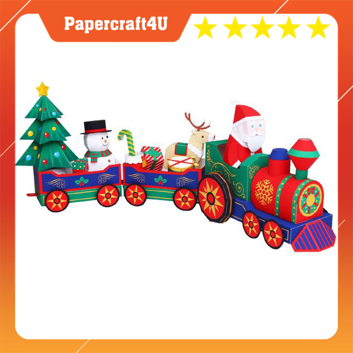 Mô hình giấy Lễ hội Giáng Sinh Ông già NOEL Christmas Train