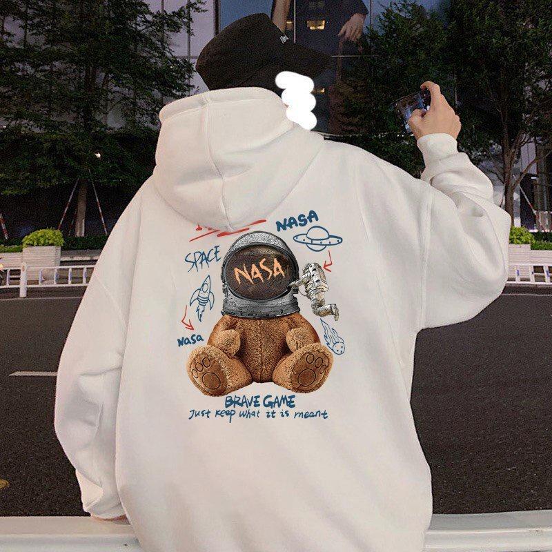 Áo hoodie nỉ bông nam nữ unisex dài tay in hình NASA, áo nỉ nam phom rộng in hình hoạ tiết NASA