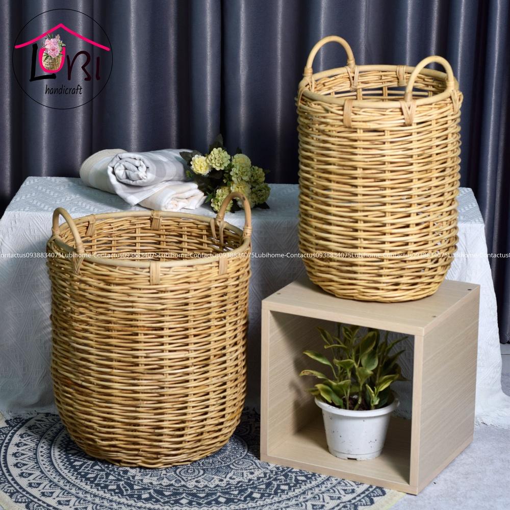 Lubihandicraft - Sọt mây tròn đựng đồ bộ 2 - bền, đẹp, sang trọng