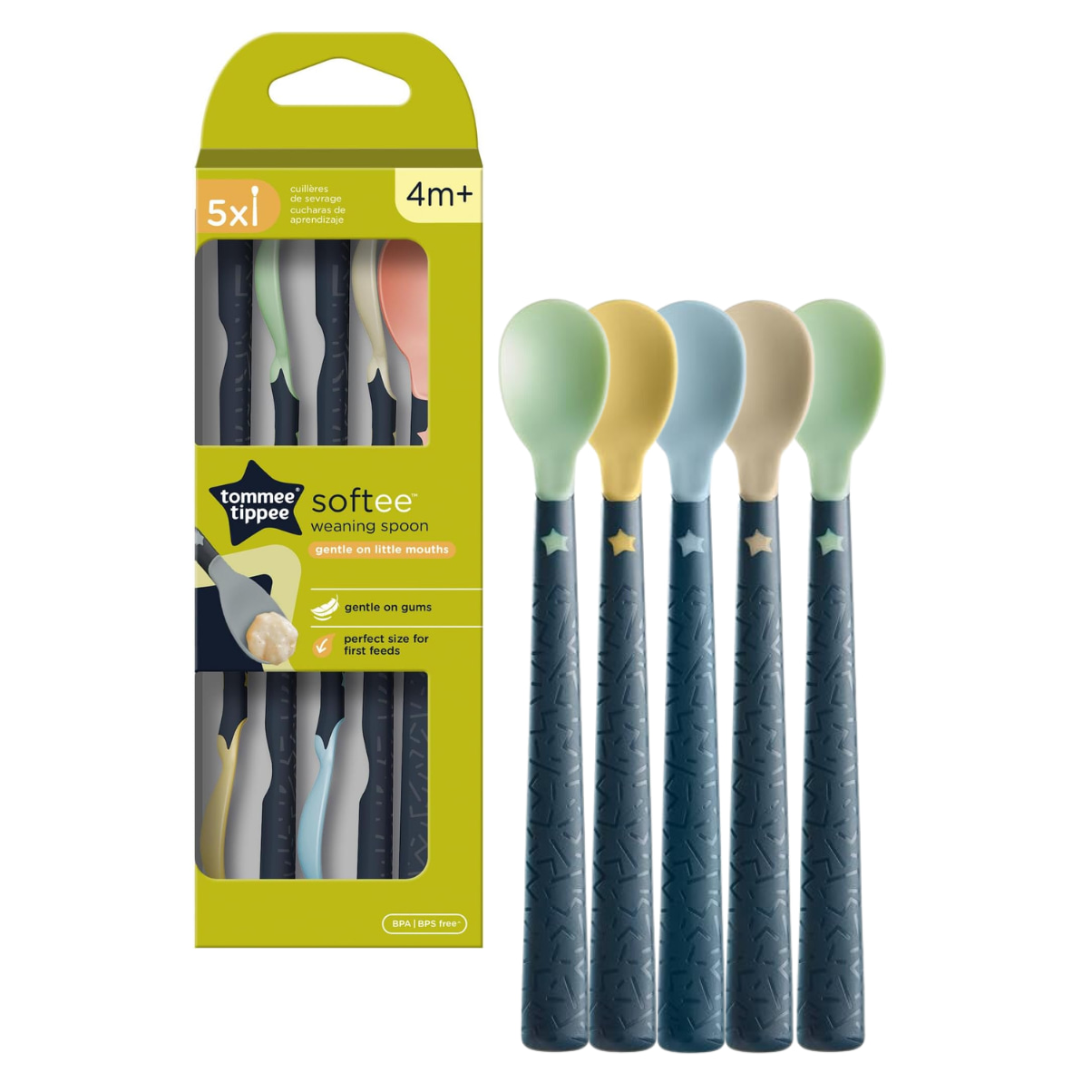 Thìa Ăn Dặm Cho Bé Tommee Tippee Softee Từ 4 Tháng (Bộ 5 Thìa)