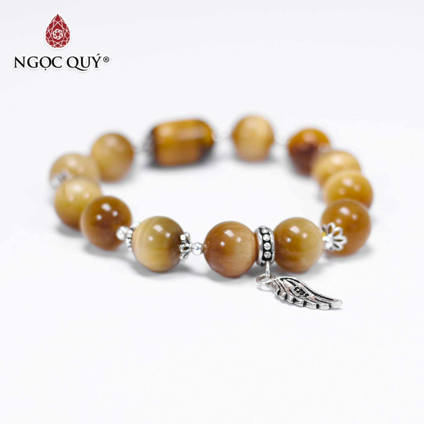 Vòng tay đá mắt hổ vàng tâm phồi lu thống size hạt 10mm mệnh thổ , kim - Ngọc Quý Gemstones