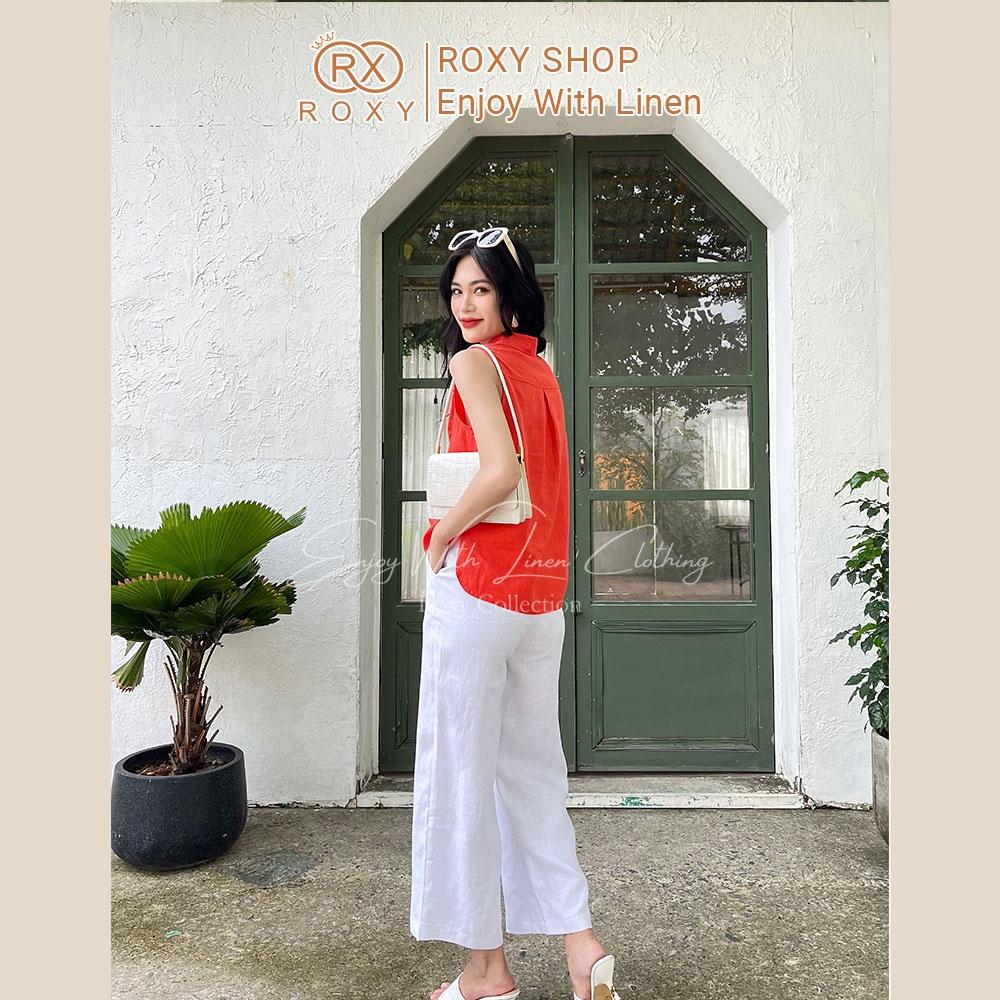 Áo Sát Nách Linen Thiết Kế Cổ Vest Thóang Mát 1