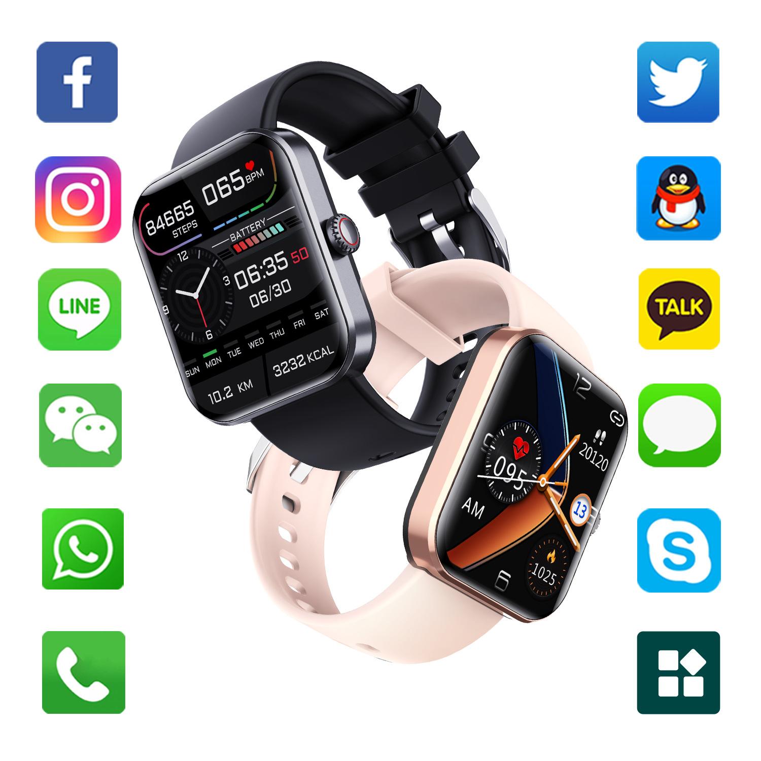 Đàn ông phụ nữ video quay số Trả lời cuộc gọi Chế độ thể thao Thể dục Đồng hồ HD Màn hình màu Bluetooth Giám sát giấc ngủ Nhiệt kế cho iOS Android