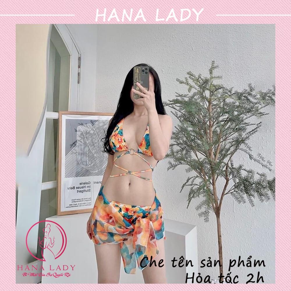 Bikini sexy 2 mảnh kèm choàng - Đồ tắm đi biển hoa hạ gợi cảm BN141