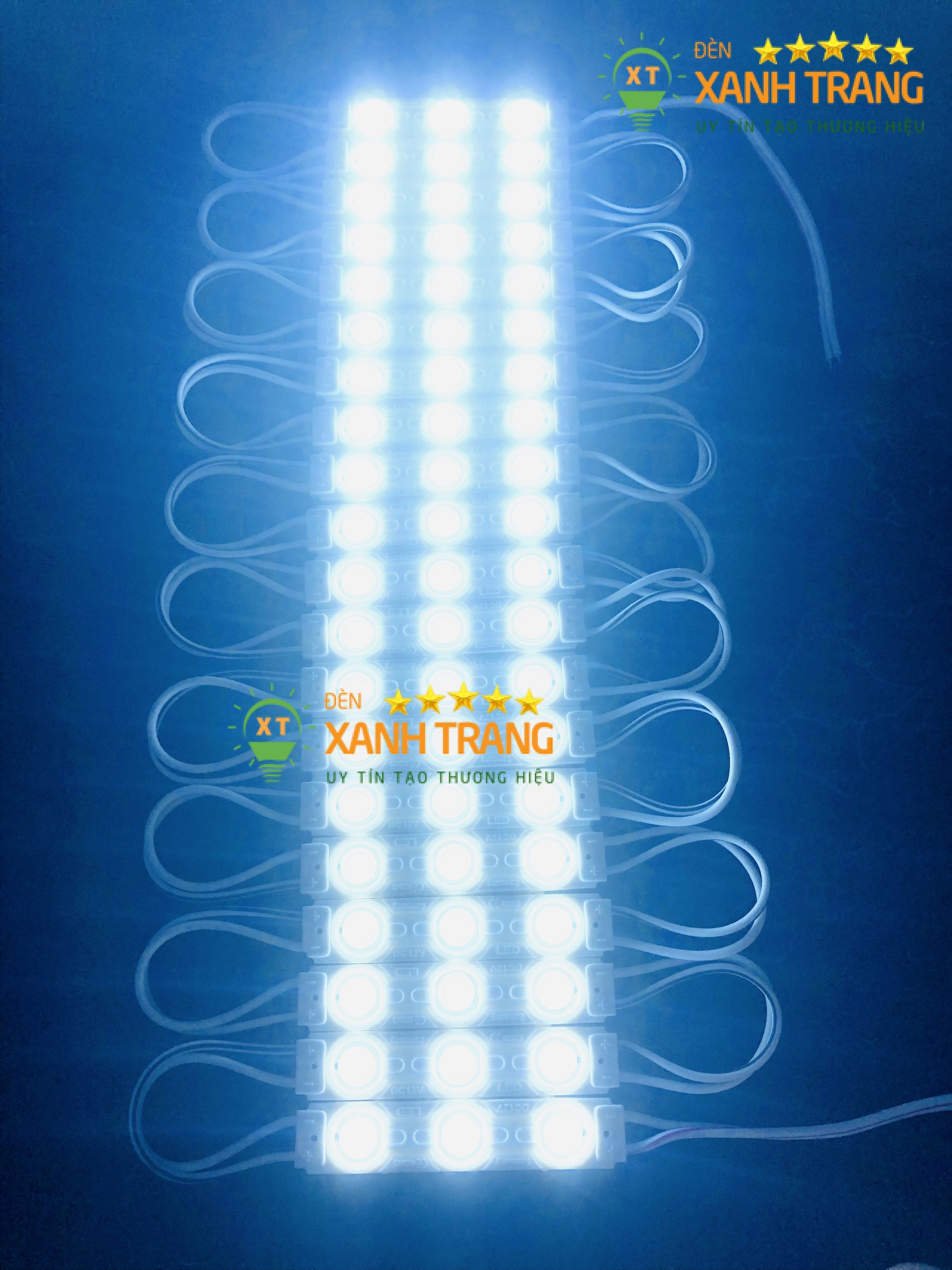LED dán modul 3 mắt, led thanh trang trí viền biển quảng cáo chống nước màu trắng, vàng, xanh, đỏ, tím hồng