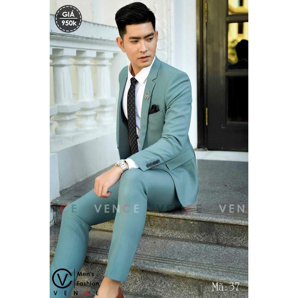 Bộ Vest nam cao cấp kiểu dáng Hàn Quốc, form ôm đẹp. Vải cao cấp, 2 lớp - TIANO STORE