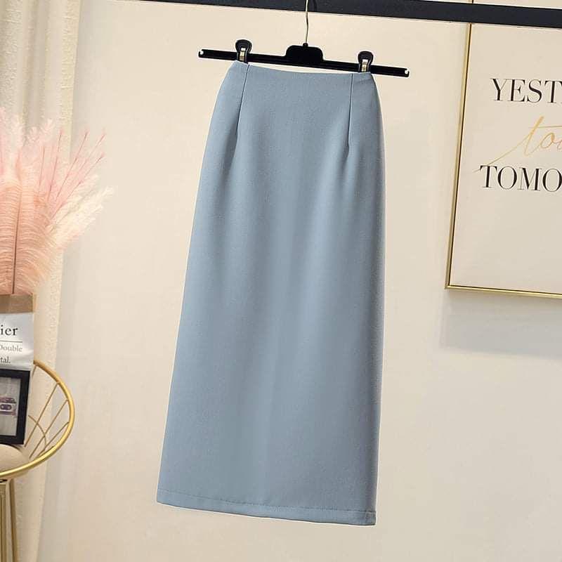 Chân váy bút chì dài 65cm dáng A nhỏ xẻ phía sau