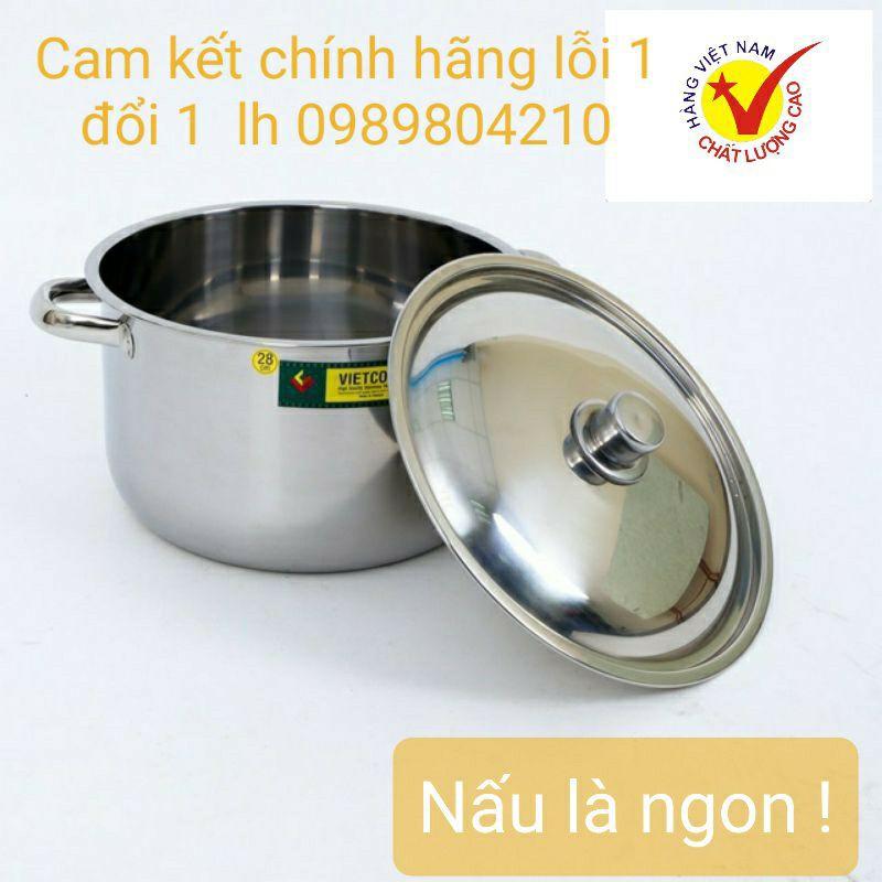 Nồi inox Vietcook đáy từ đủ size 14,16,18,20,22,24,26 (Chính hãng hàng VN ),Nồi đun bếp từ,nồi xào nấu canh hàng dày dặn