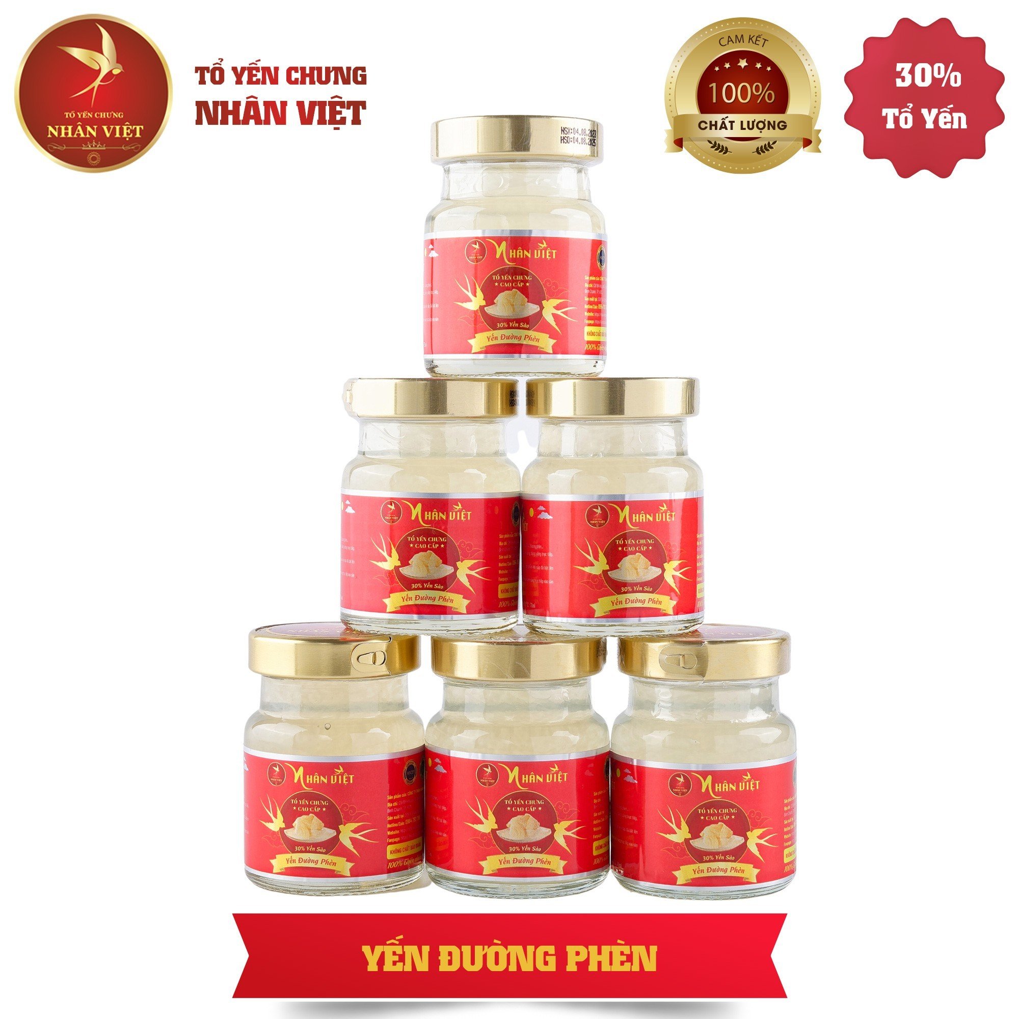 Yến Sào Chưng Đường Phèn Nhân Việt 30% Yến 70ml/Hũ