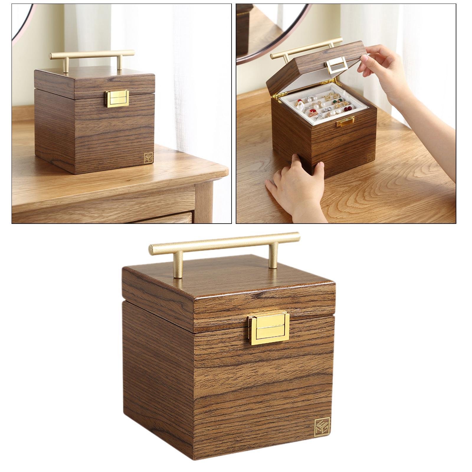 Wooden Jewelry Box Watches Rings Necklaces Case Holder Organizer for Women
