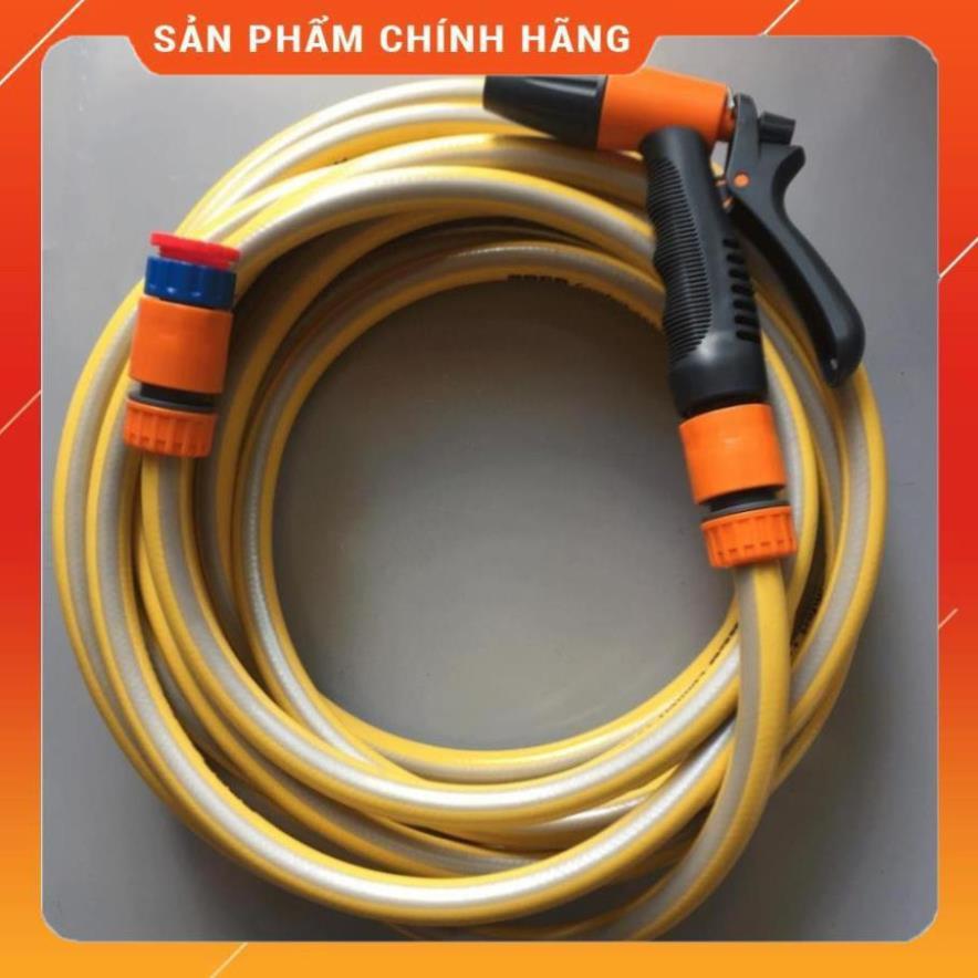 Vòi tưới cây rửa xe 6m-7m-8m tay bóp tùy chỉnh nhiều chế độ 319498622-1622-3 mầu cam