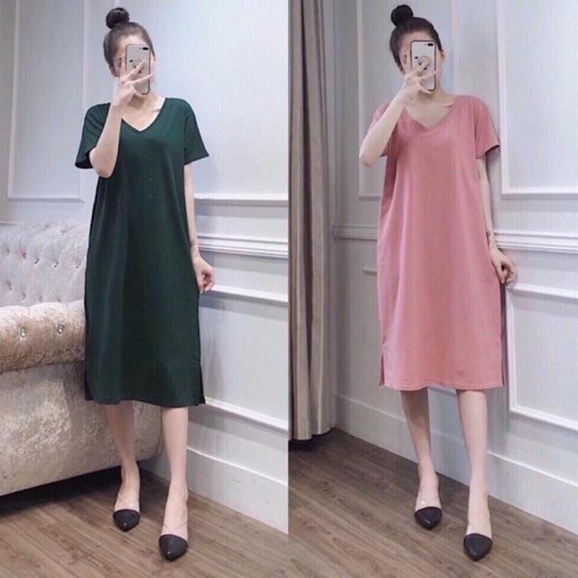 Váy bầu thời trang dáng suông chất cotton
