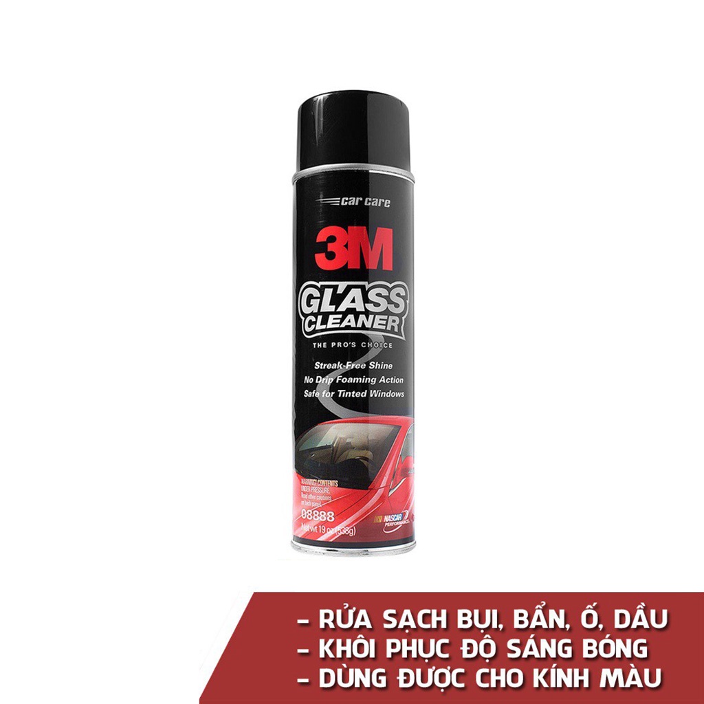 Dung Dịch Rửa Kính Ô Tô Chuyên Dụng 3M 08888 Glass Cleaner Dùng Cho Xe Hơi và Kính Trong Gia Đình (Nhập Khẩu USA)