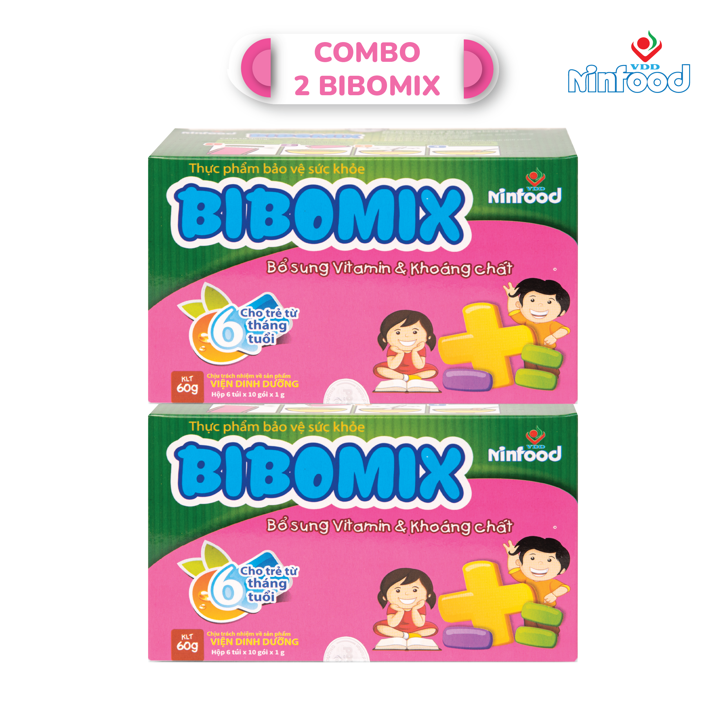 Combo 2 hộp Đa vi chất BIBOMIX - bổ sung vitamin và khoáng chất cho trẻ - NINFOOD Viện Dinh dưỡng