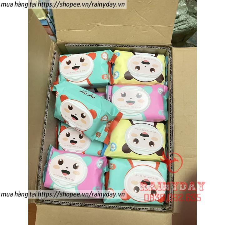 Khăn giấy ướt baby wipes phú đạt 120 tờ hình gấu không mùi cho bé