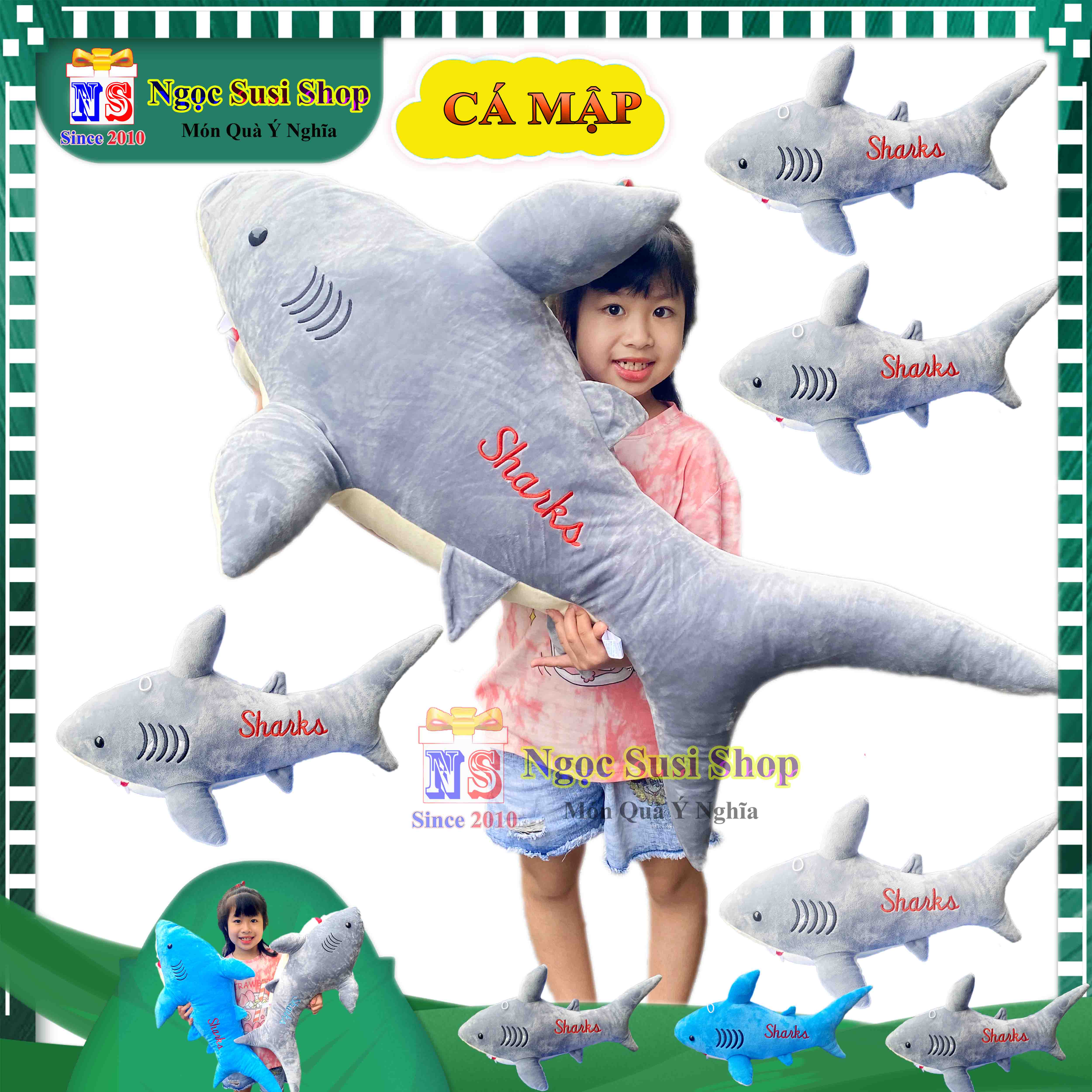 GẤU BÔNG CÁ MẬP SHARK SIÊU TO KHỔNG LỒ CHO BÉ ÔM NGỦ - THÚ NHỒI BÔNG HÌNH CÁ MẬP SHARK SIÊU MỀM MỊN DỒN 100% GÒN