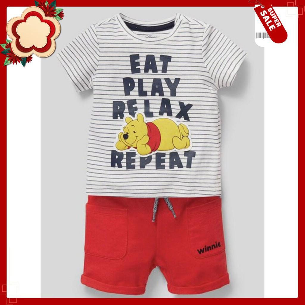 Set bộ đồ bé trai Thun cotton mát mịn HM xuất dư hình gấu POOH SIÊU ĐÁNG YÊU cho bé từ 1-6tuổi