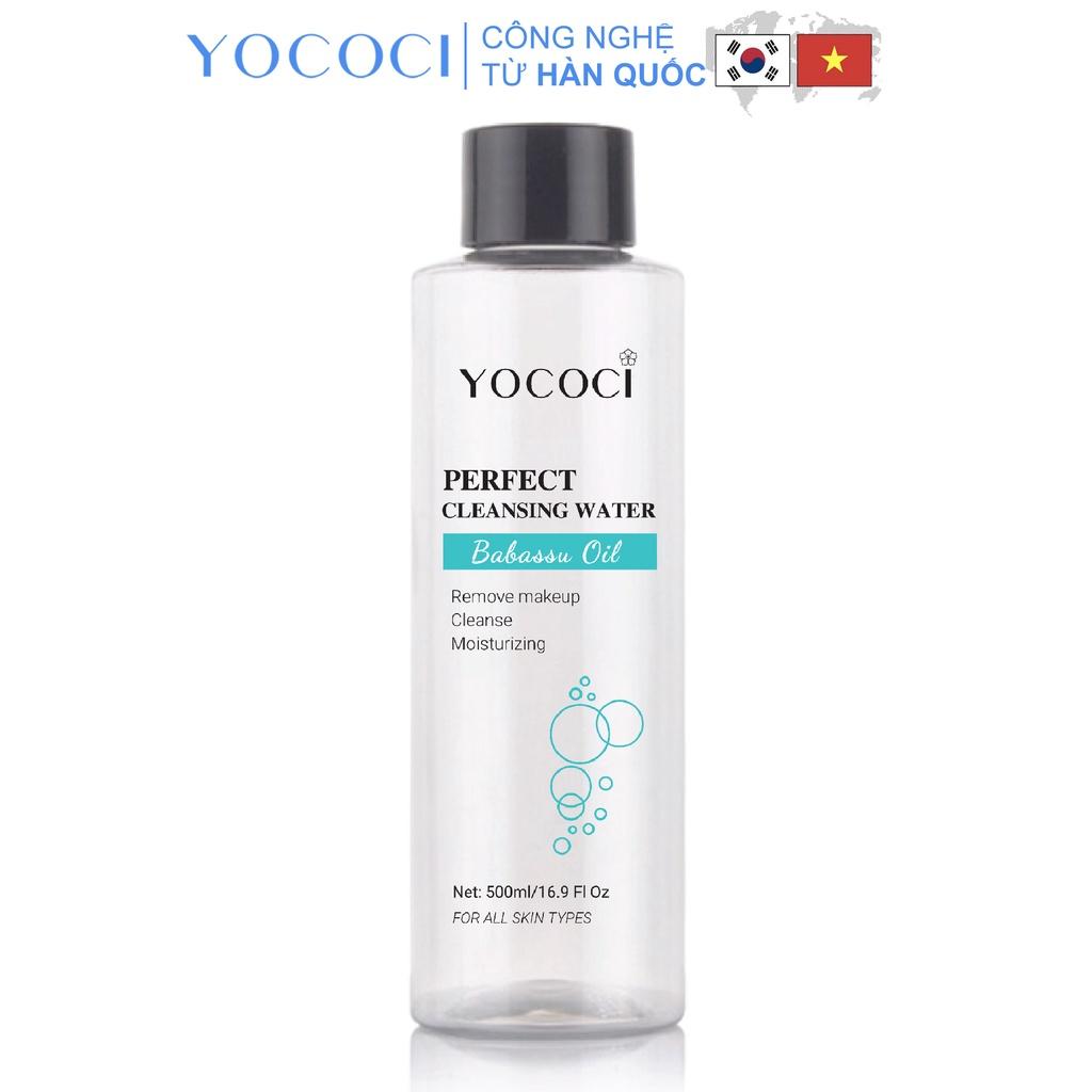 Nước tẩy trang Yococi giúp làm sạch các lớp trang điểm, bã nhờn, cấp ẩm Perfect Cleansing Water 500ml