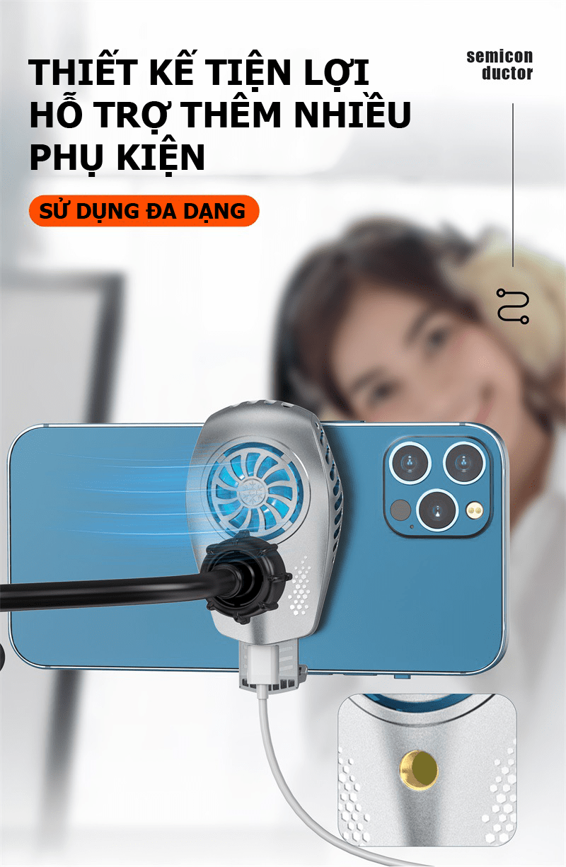 Đế tản nhiệt điện thoại K3 làm lạnh bán dẫn có đèn LED siêu đẹp tốc độ quạt 7000 vòng/ phút - giao màu ngẫu nhiên