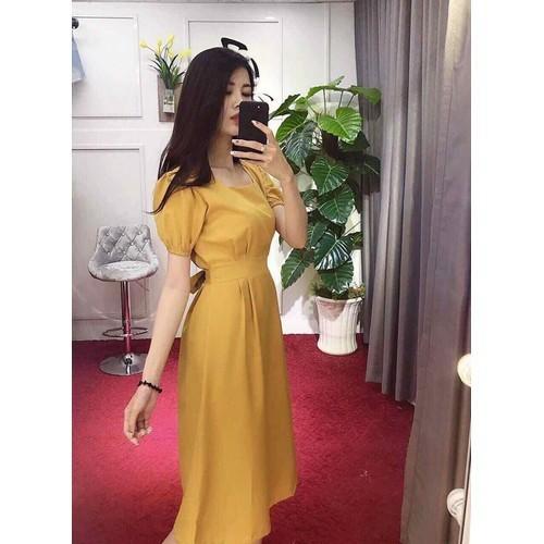 ĐẦM CỔ VUÔNG TAY PHỒNG