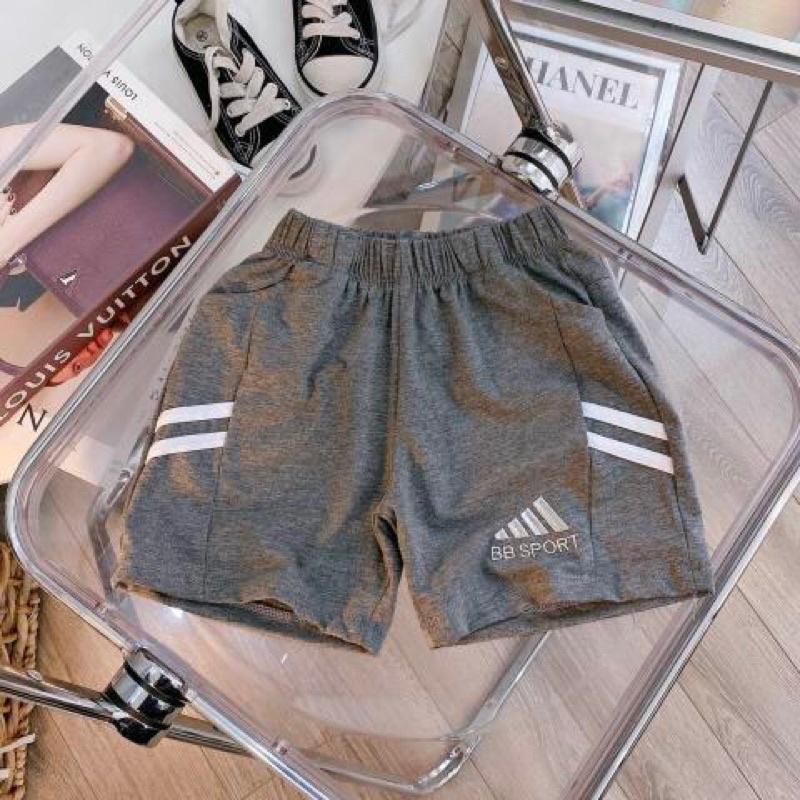 Quần cotton đùi phối sọc viền cho bé trai dáng thể thao từ 10-22kg