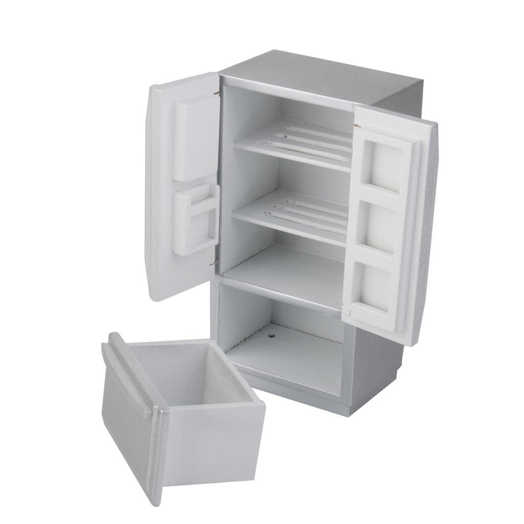 1:12 Dollhouse Miniature Furniture Fridge Refrigerator Silver Dolls House Accessory Home Decoration