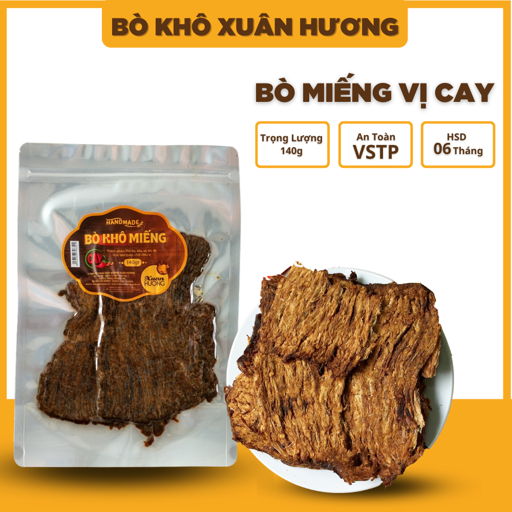 Khô bò khô miếng loại 1, thịt bò khô miếng que vị cay đặc biệt Xuân Hương siêu ngon 140g