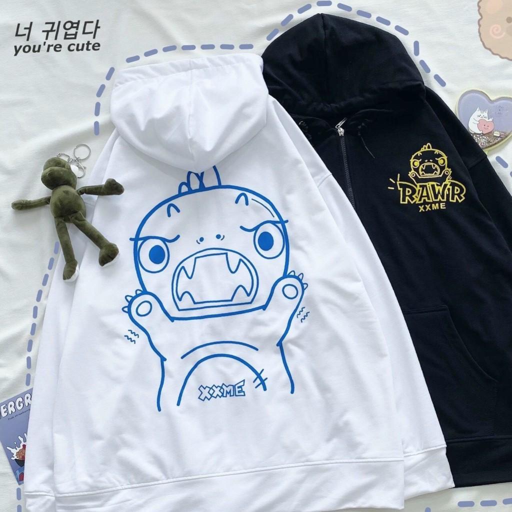 Áo Hoodie Chống Nắng 123SHOP dành cho Nam cho Nữ và Cặp Đôi in hình khủng long , Form rộng Unisex Ulzzang có 3 màu