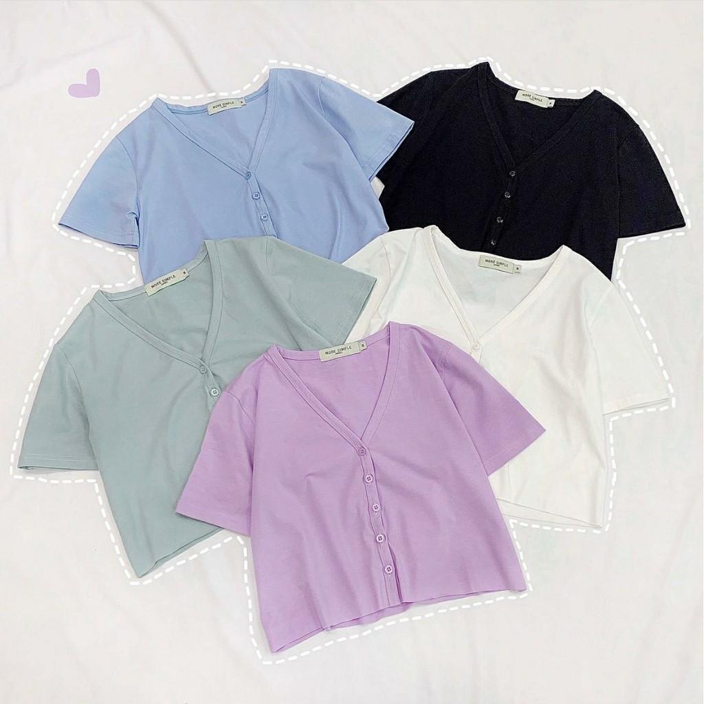 Áo Croptop YUNI Cổ Tim Tay Lỡ Unisex (7 Màu) - D03
