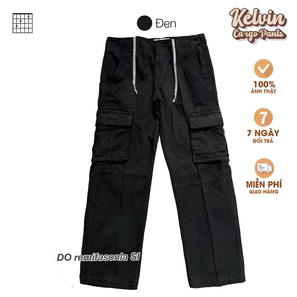 Quần Kaki Túi Hộp Nam Nữ Màu Sắc Vintage - Bản Có Dây Rút - Chất Vải Dày Dặn Form Đứng