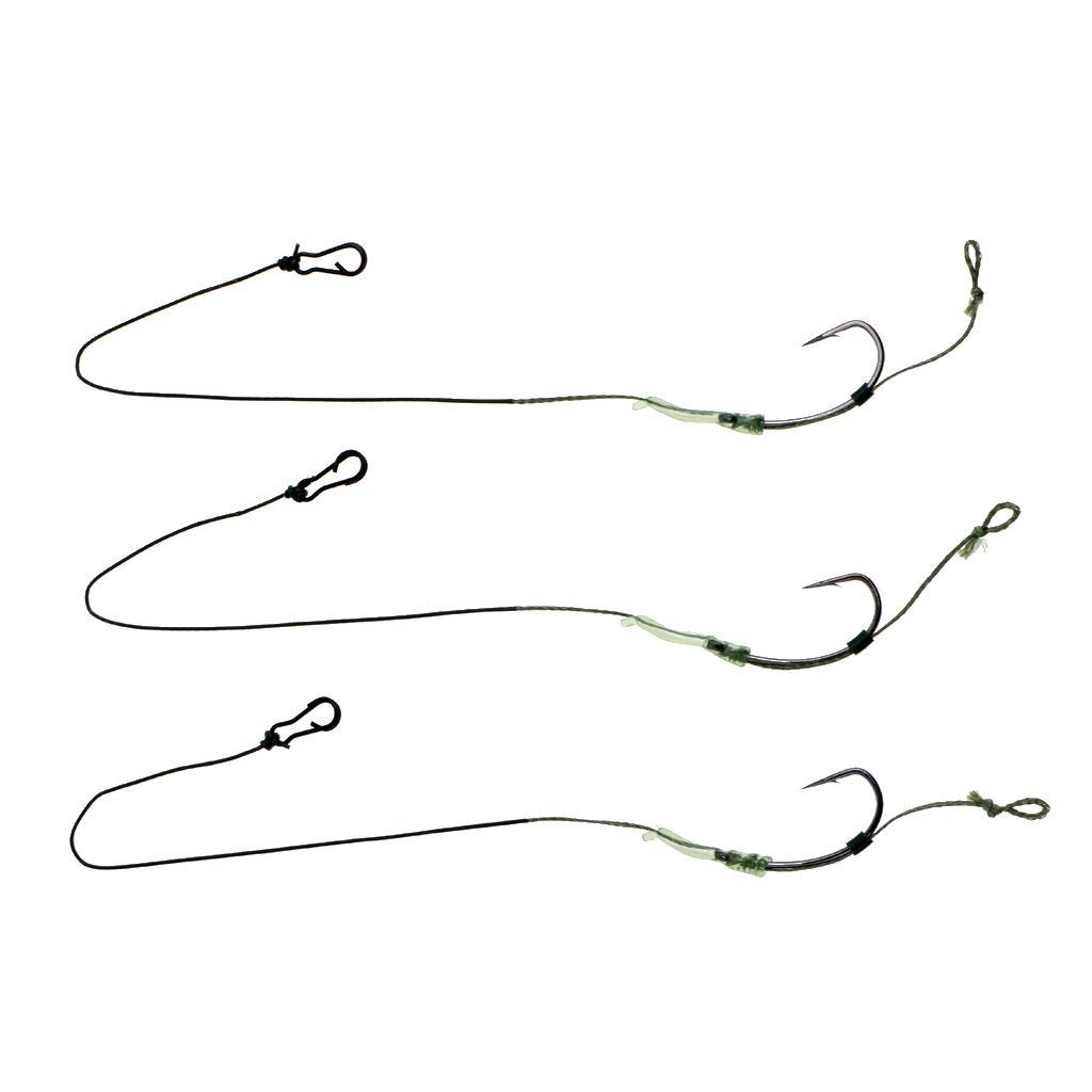 3x Carp Fishing Hair Rigs Braided Thread Carbon Steel Fishhook 6# 8# 10# 12#
