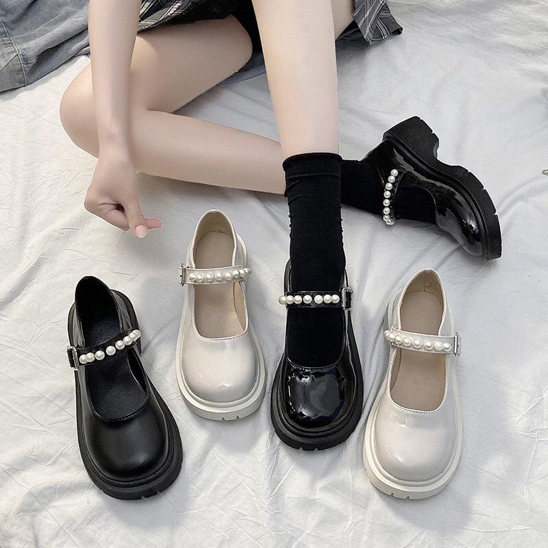 Giày lolita Nữ Da Bóng FAROSA giày ulzzang phong cách Hàn quốc mary quai cài đế cao cá tính năng động cực hót D36