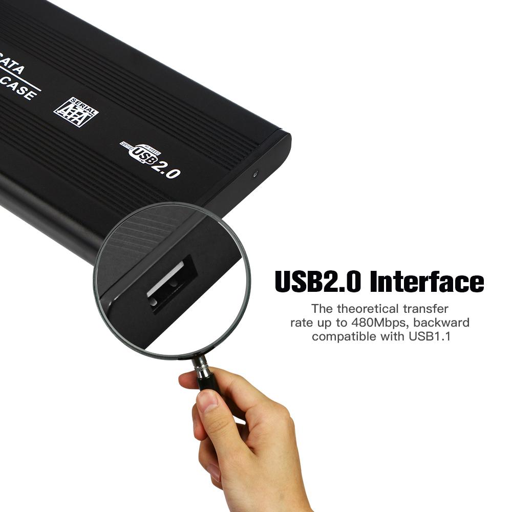 Vỏ bọc ổ cứng SSD 2,5 inch SATA USB2.0 bằng hợp kim nhôm
