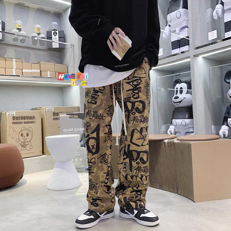 Quần Jogger 3D Ching Ulzzang Unisex Jogger Loang Màu Dây Rút Lai Ống Rộng V2 - MM