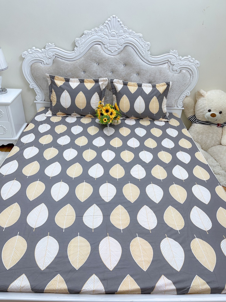 Ga giường chun cotton 100% bọc đệm tặng kèm 2 vỏ gối đầu