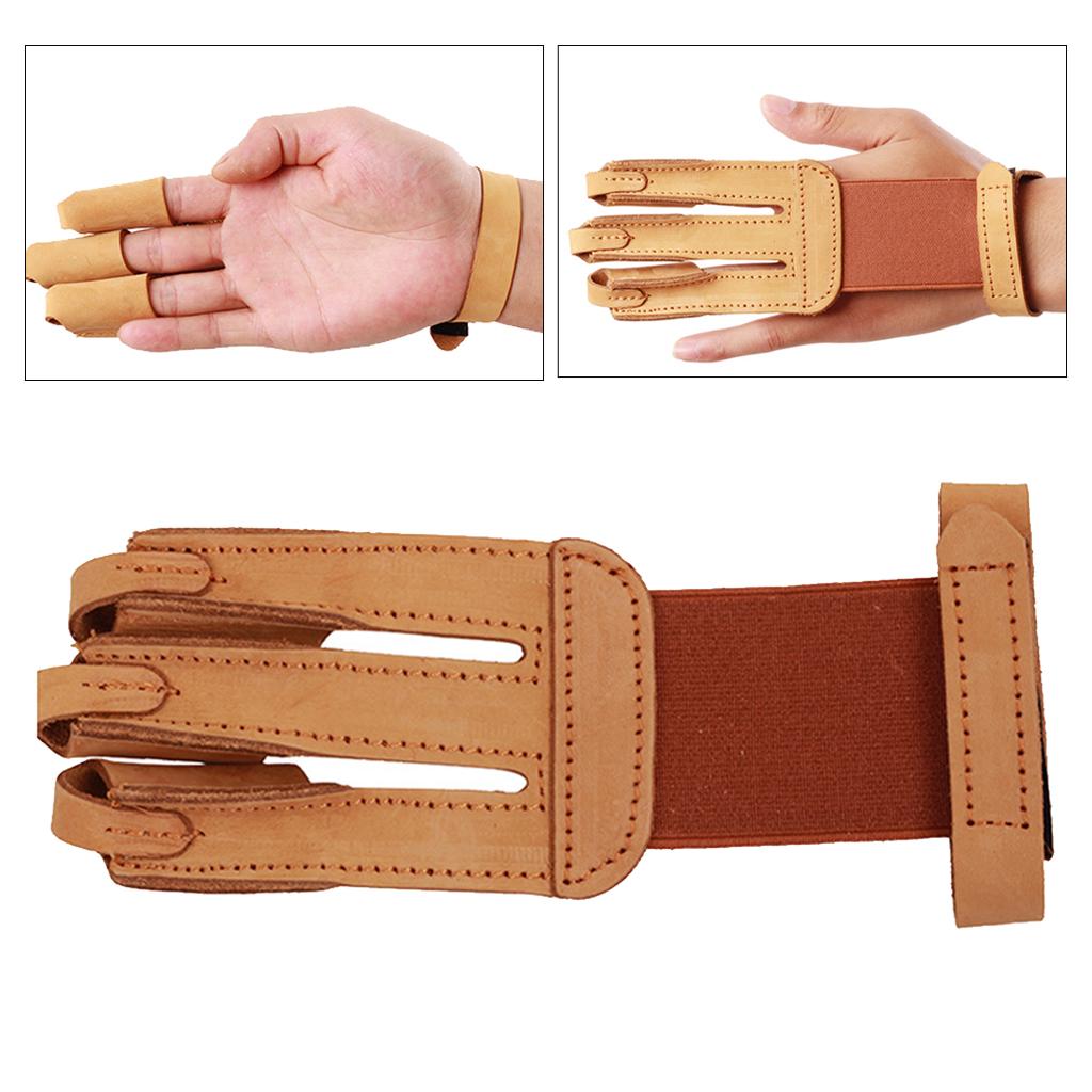 Outdoor Archery 3 Finger Glove Men Women Leather Hand Finger Guard Protector