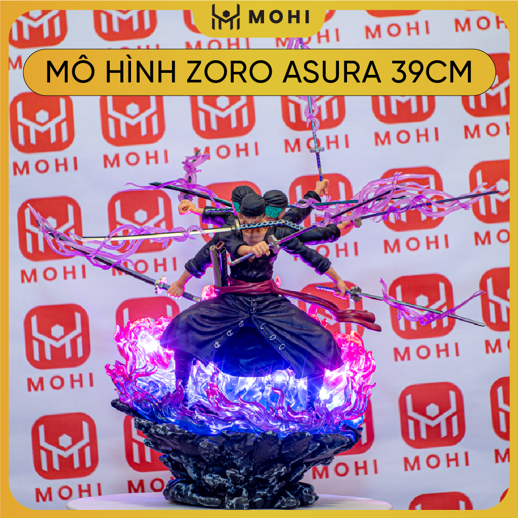 [Có bản LED] - Mô Hình OnePiece Zoro Asura 3 đầu 6 tay siêu ngầu - Cao 39cm - Figure OnePiece - Hộp màu