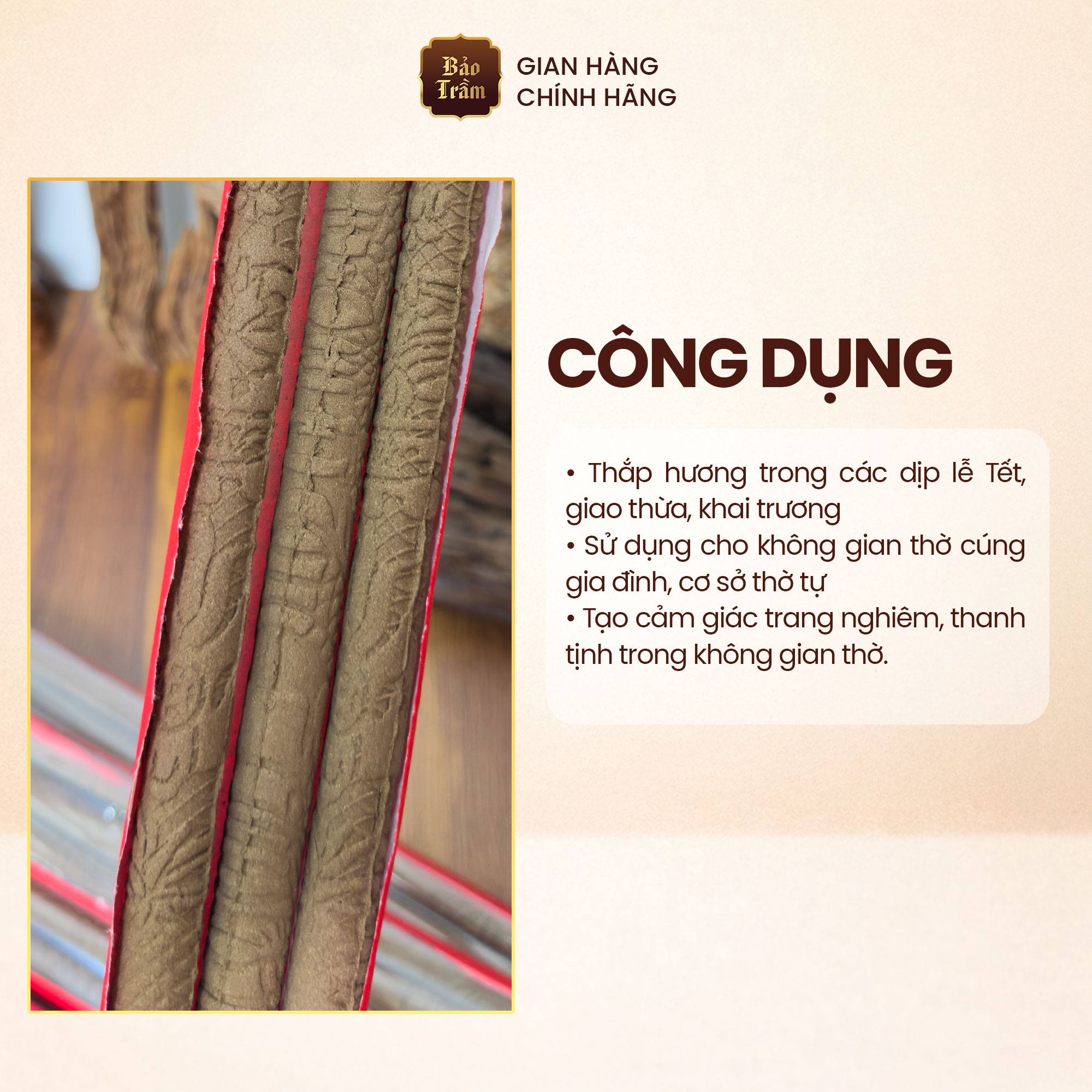 Nhang rồng trầm hương Bảo Trầm hương trang nghiêm ấm áp 50cm