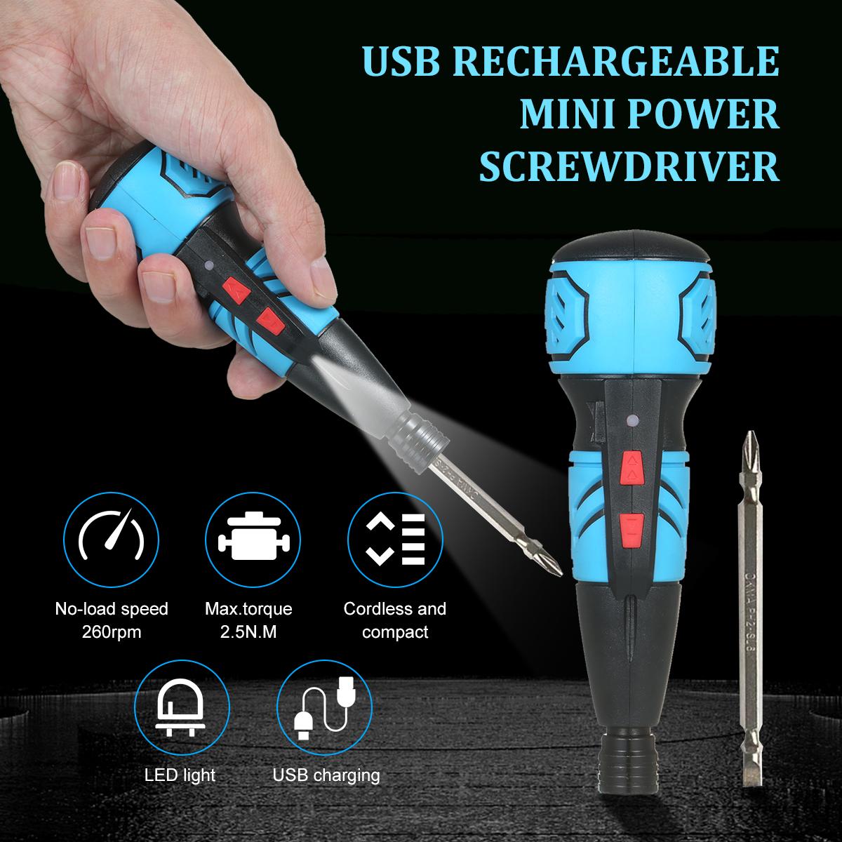 Cordless Screwdriver USB Rechargeable Mini Electric Screwdriver Portable Handheld Power Drill Screwdriver with LED Light