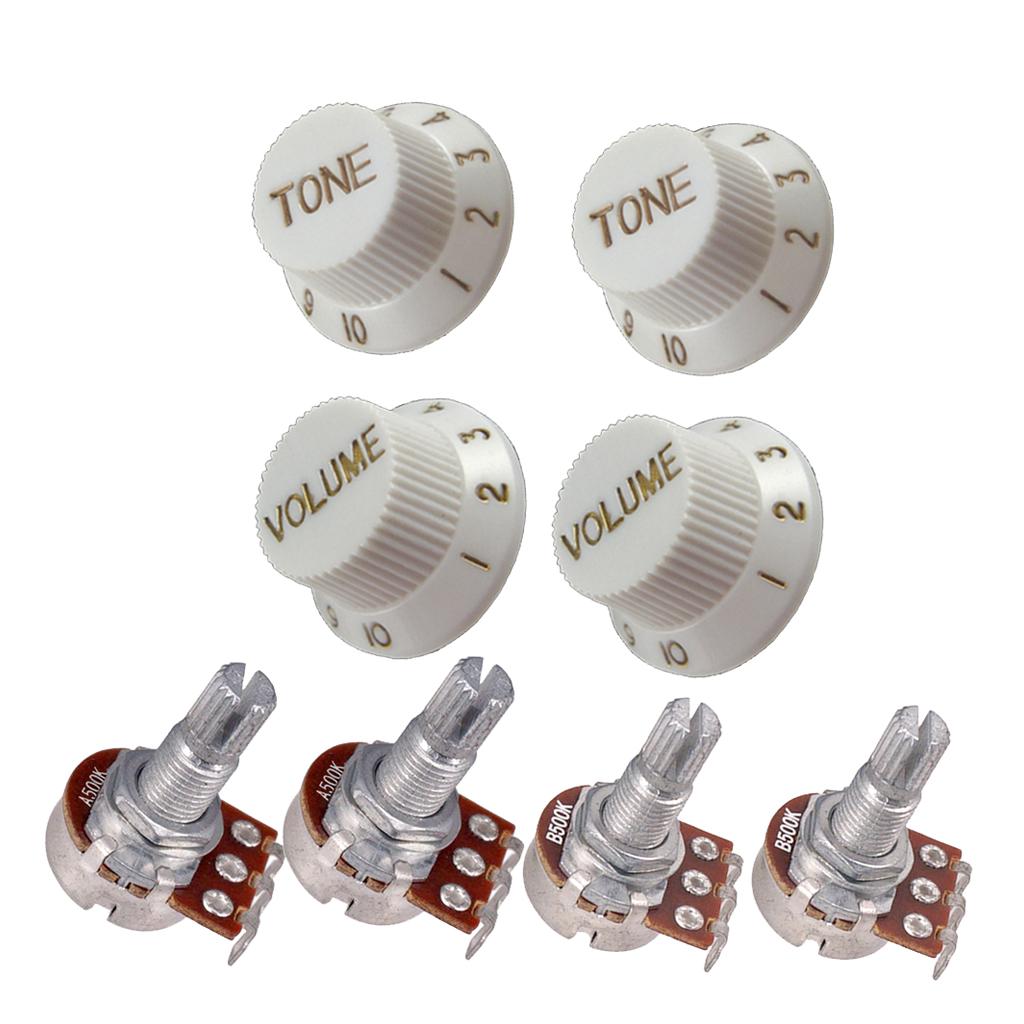 A500K B500K Split Shaft Audio Taper Pots Volume Tone Control Knob Accessory