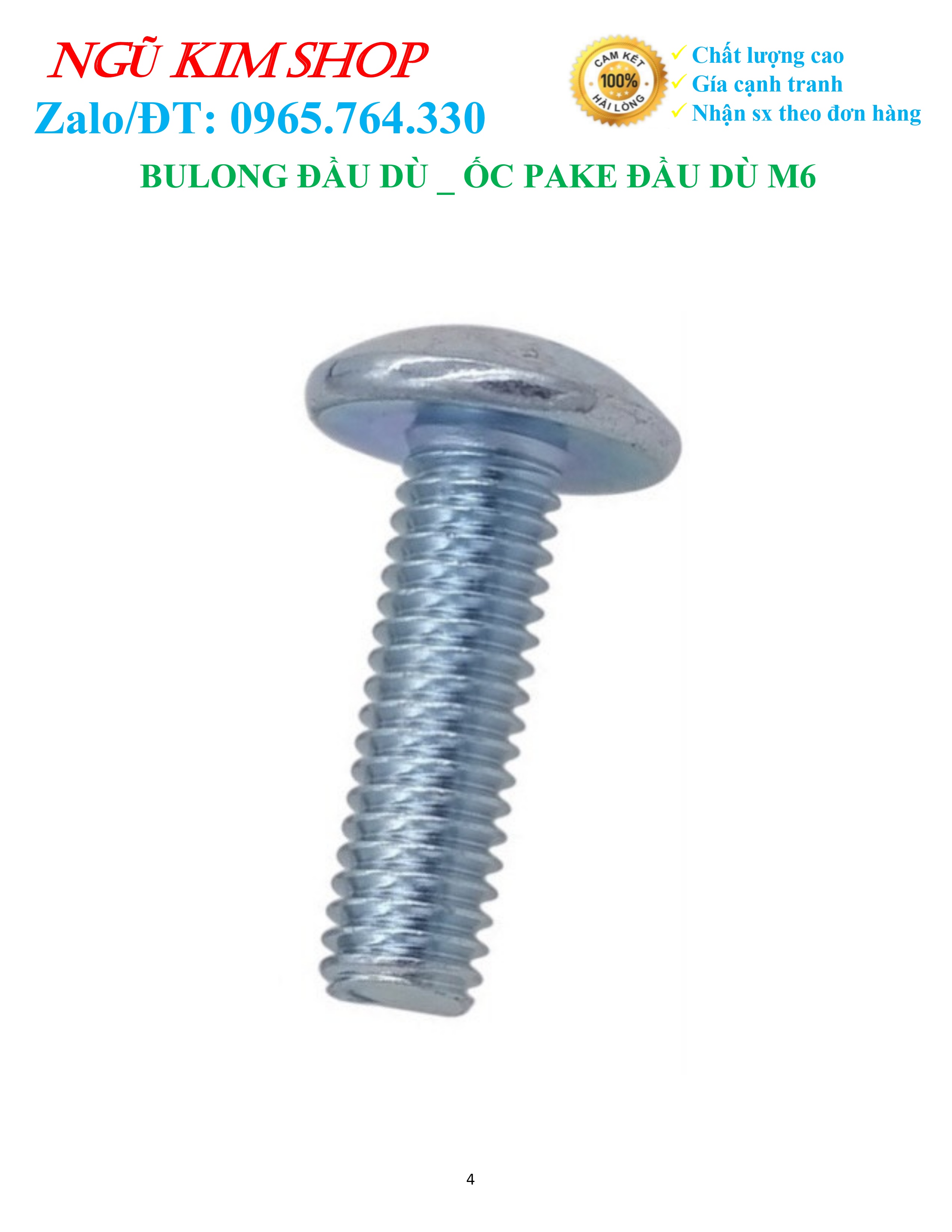 BULONG ĐẦU DÙ _ ỐC PAKE ĐẦU DÙ M6
