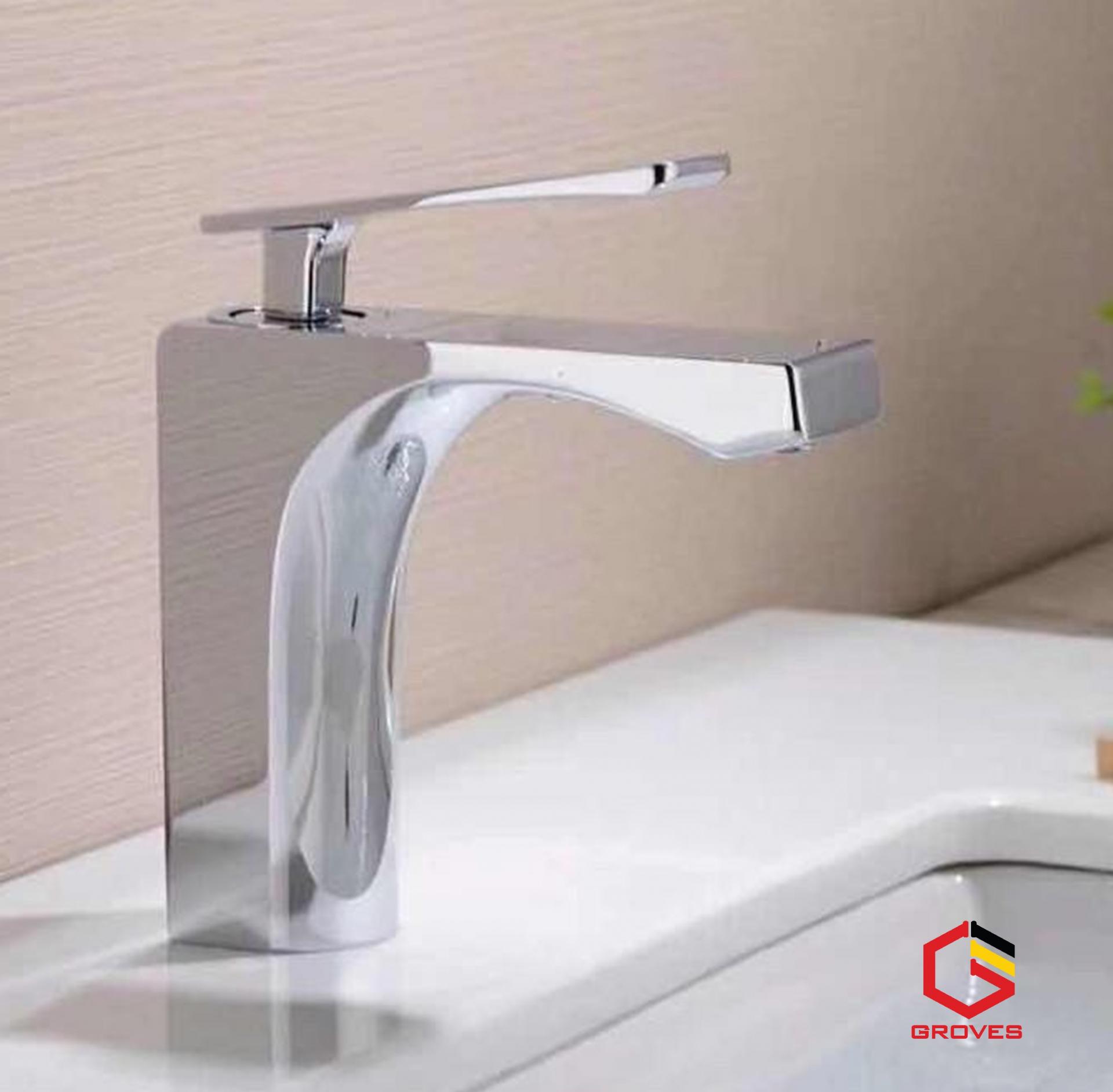 Vòi rửa mặt nóng lạnh thân cấp cao cấp đồng mạ crom GR 6168B (sang trọng, hiện đại, đẳng cấp thời thượng)
