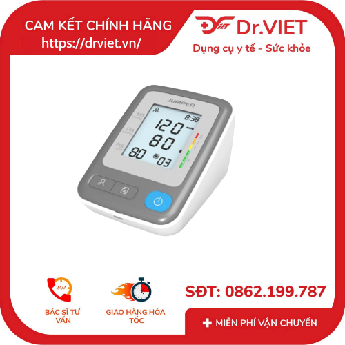 Máy đo huyết áp bắp tay Jumper JPD-HA300 CHÍNH HÃNG xuất Germany - Bảo hành 5 năm - Thao tác dễ dàng - Thiết kế nhỏ gọn, tiện lợi - Màn hình hiển thị lớn- Bộ nhớ lên đến 99 lần cho 2 người dùng