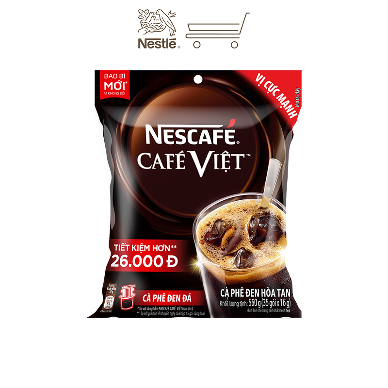[Tặng ly 2 lớp tiện lợi] Combo 2 túi cà phê hòa tan Nescafé café Việt cà phê đen đá (Túi 35 gói x 16g)