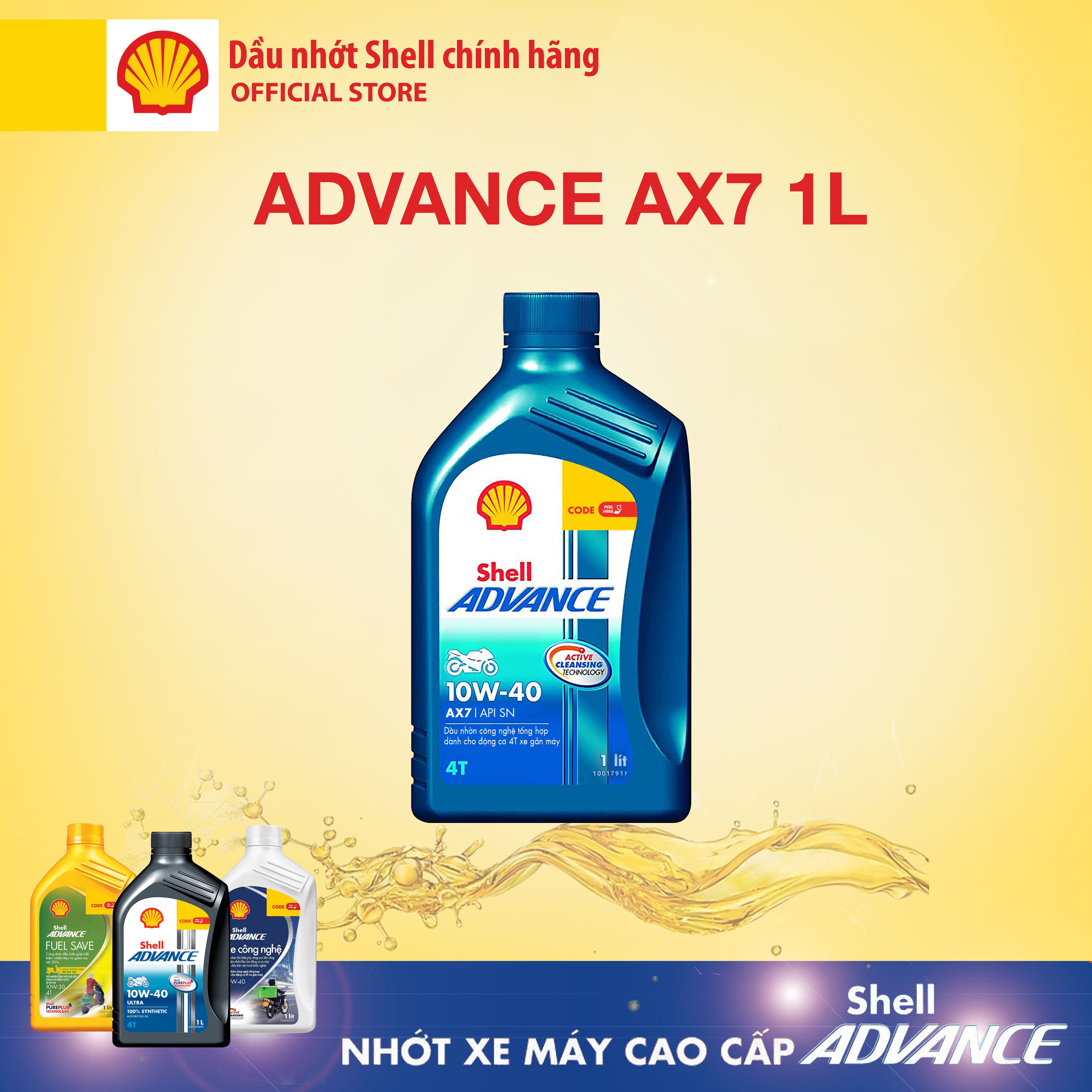 Dầu nhớt 4T cao cấp Shell Advance AX7 SN 1L